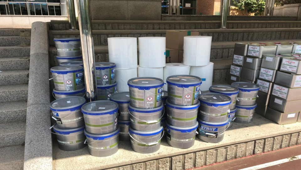 KOLON GLOTECH | KOLON GLOTECH 人工芝 施工 施工副資材準備